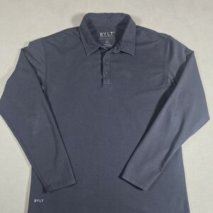 Bylt Basics Men's Navy Long Sleeve Navy Polo Shirt Size Large